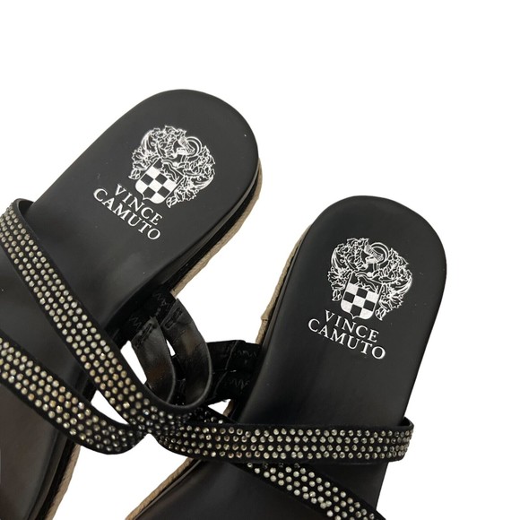 Vince Camuto Sandals Slide Rallsan ~ 9M US Strappy Black Leather 40EU Shoes NEW - Picture 8 of 9